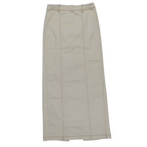 Belle Vere Womens XS Beige High Waist Maxi Skirt With Belt Loops & Stitch Detail